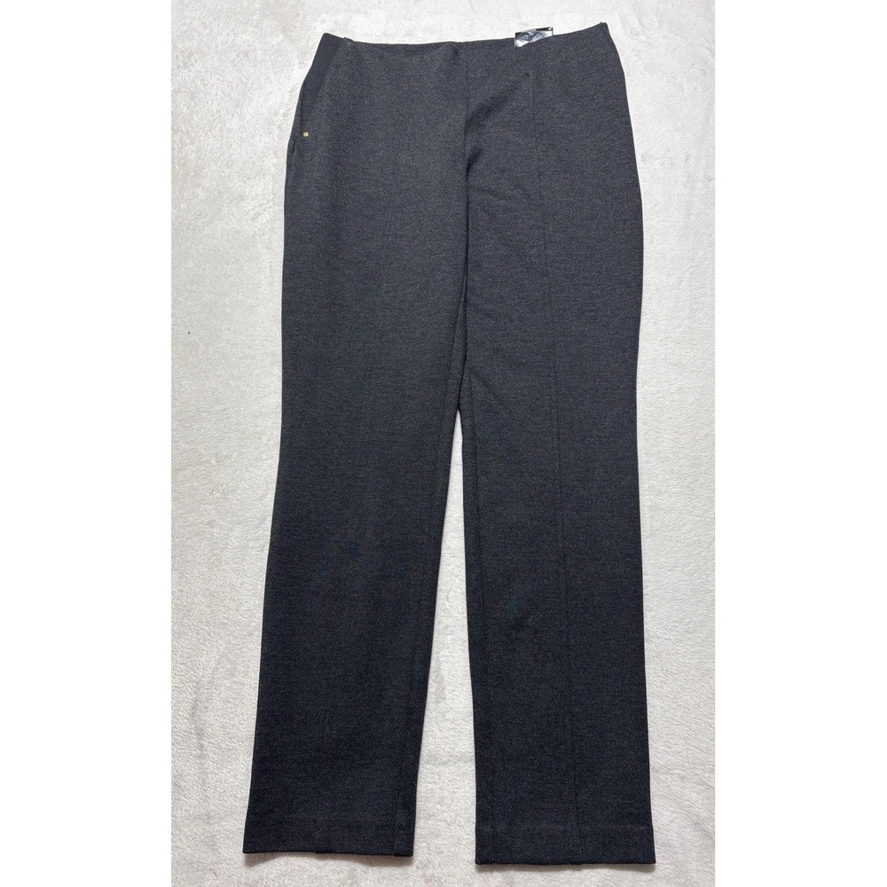 Jones New York Signature Pull On Pants Womens 10 Gray Elastic Waist Stretch
